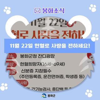 11월 22일 헌혈로 사랑을 전하세요!