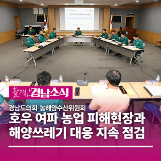 도의회 농해수위, 호우 여파 농업 피해현장과 해양쓰레기 대응 지속 점검