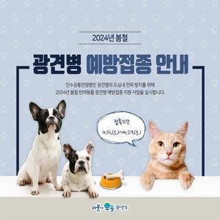 2024년 봄철 반려동물 광견병 예방접종 지원 실시 안내