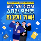 제주지역 취업자, 20개월 만에 최고치! 고용률 전국 1위까지