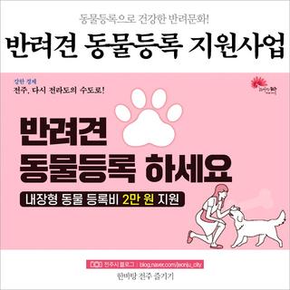 동물등록으로 건강한 반려문화! '전주시 반려견 동물등록 지원사업'