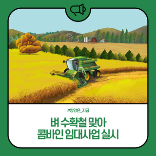 양양군, 벼 수확철 맞아 콤바인 임대사업 실시