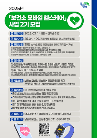 2025년도 「보건소 모바일 헬스케어」 사업 2기 모집