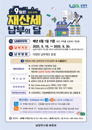 매년 9월은 재산세(토지·주택) 납부의 달