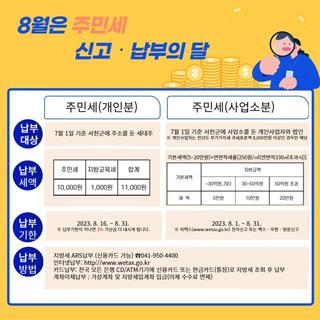 8월은 주민세 신고·납부의 달