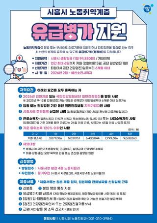 시흥시 유급병가 지원금 얼마? 2026년 노동취약계층 지원사업 안내