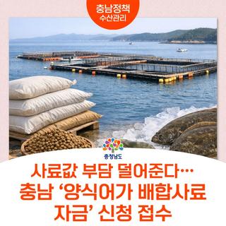 사료값 부담 덜어준다… 충남 ‘양식어가 배합사료 자금’ 신청 접수