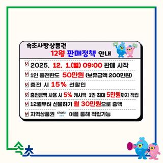 12월 속초사랑상품권 판매정책 안내!