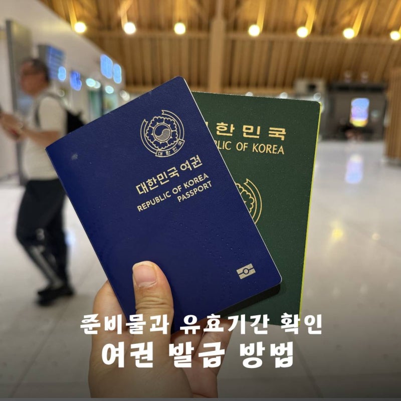 공항에서 여권을 확인하는 모습