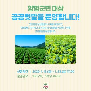 양평군민 대상 공공텃밭 분양 안내