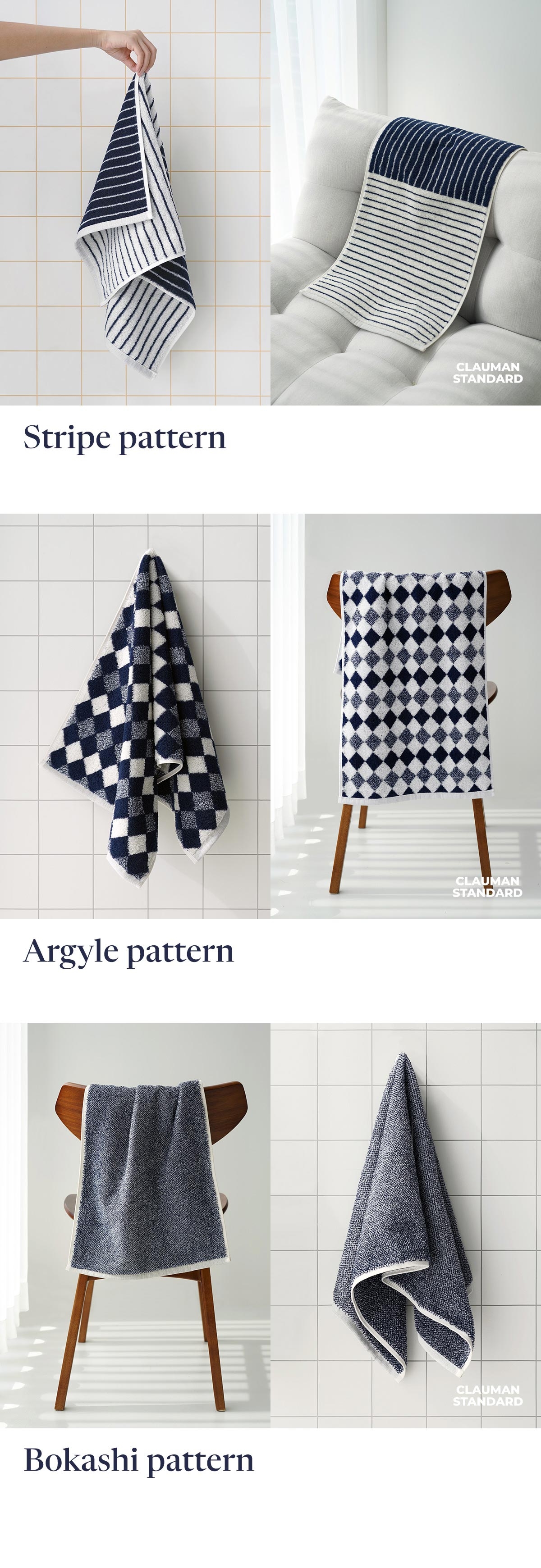 클라우망 60수코마사 선염 호텔수건 × 5장세트(+포장박스)-4