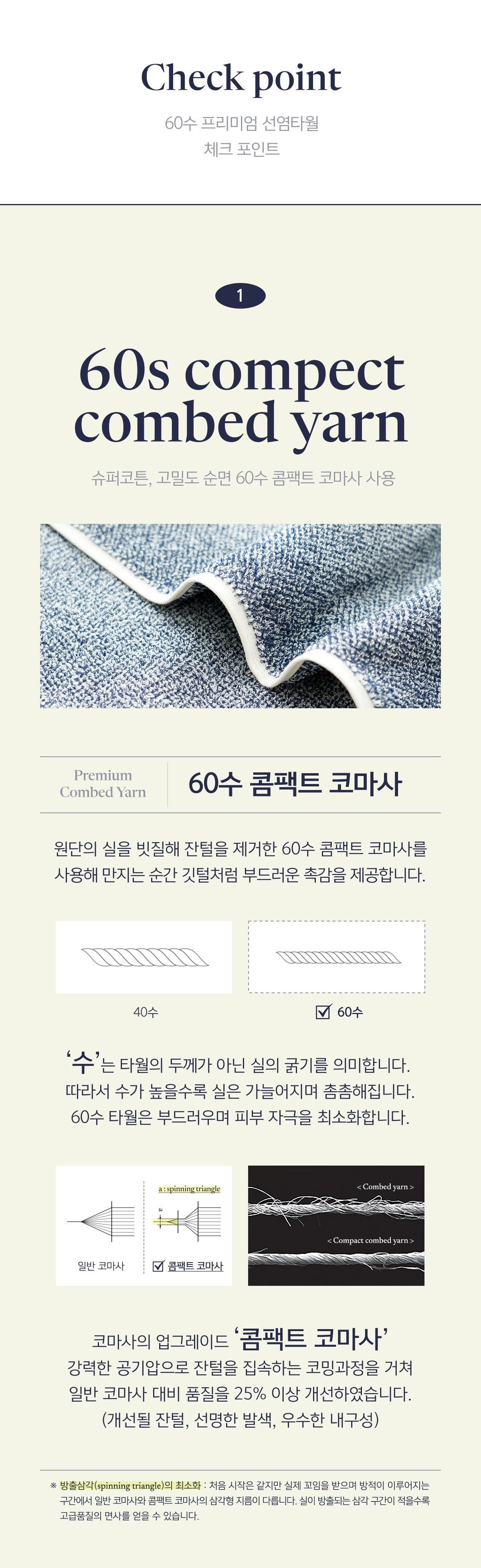 클라우망 60수코마사 선염 호텔수건 × 5장세트(+포장박스)-7