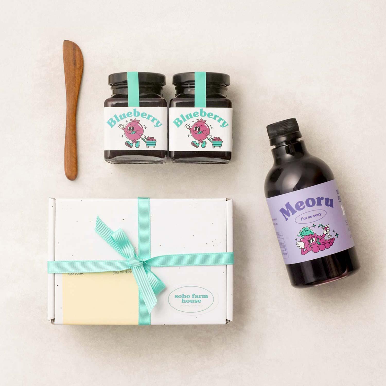 신선한 블루베리 듬뿍 과일수제 블루베리잼세트 200g (2개) + 진짜산머루즙 400ml (1개)