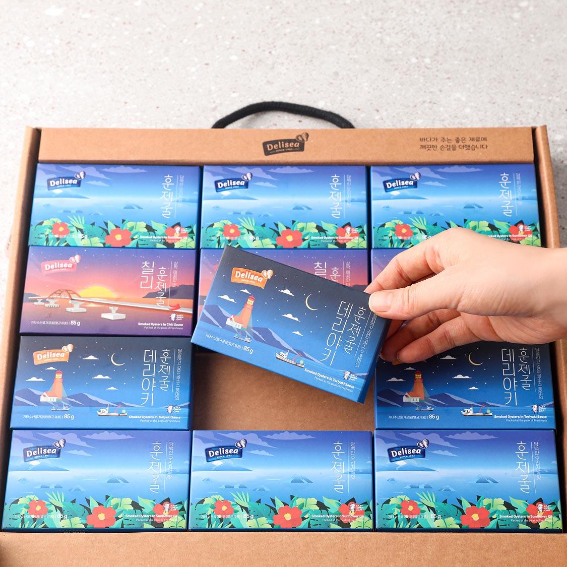 델리씨 훈제굴 통조림 선물세트 85g × 12캔
