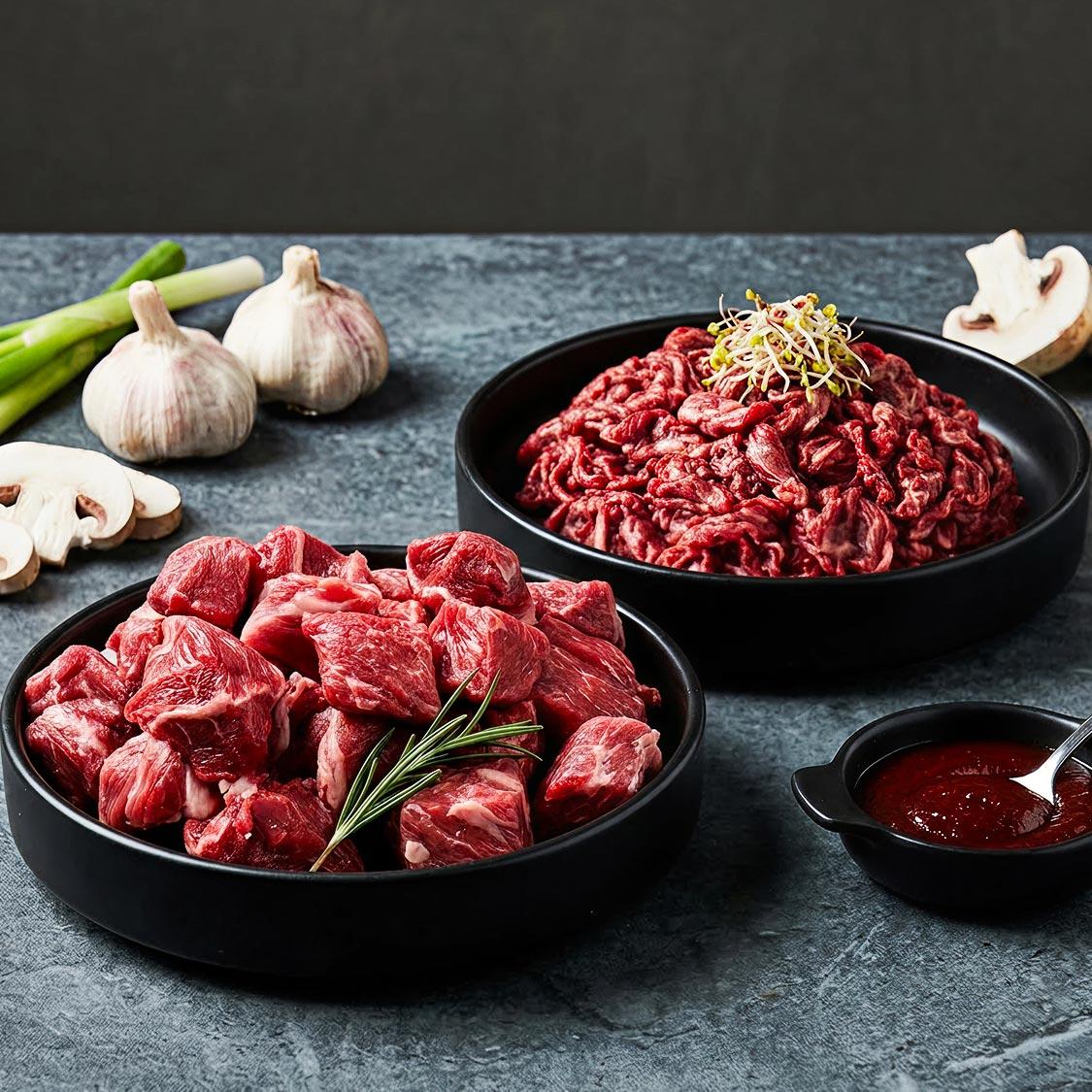 한우 정육혼합 700g (국거리 350g + 불고기 350g)
