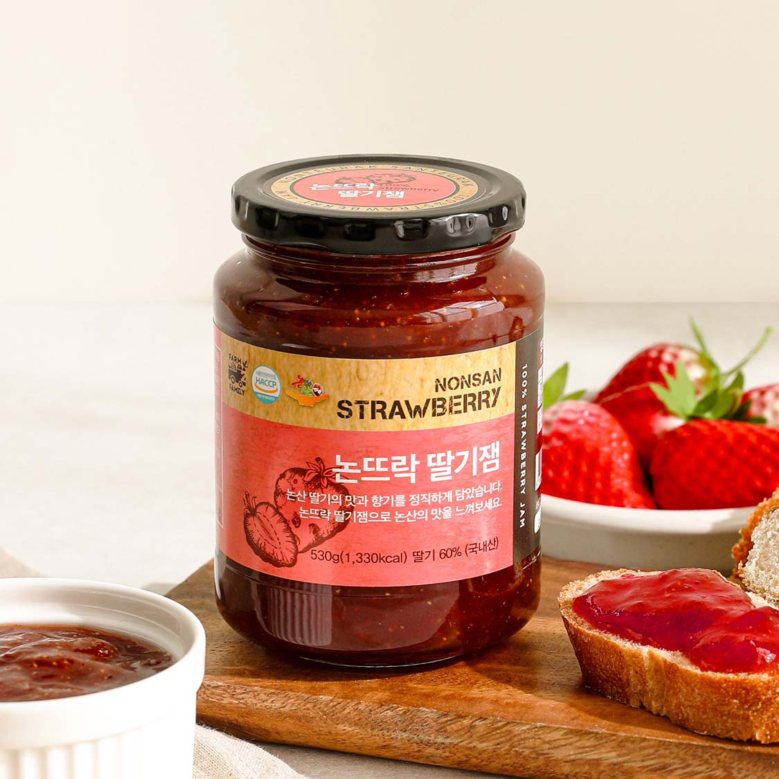 [프리미엄 딸기잼] 논뜨락산뜨락 딸기잼 (530g x 2병)