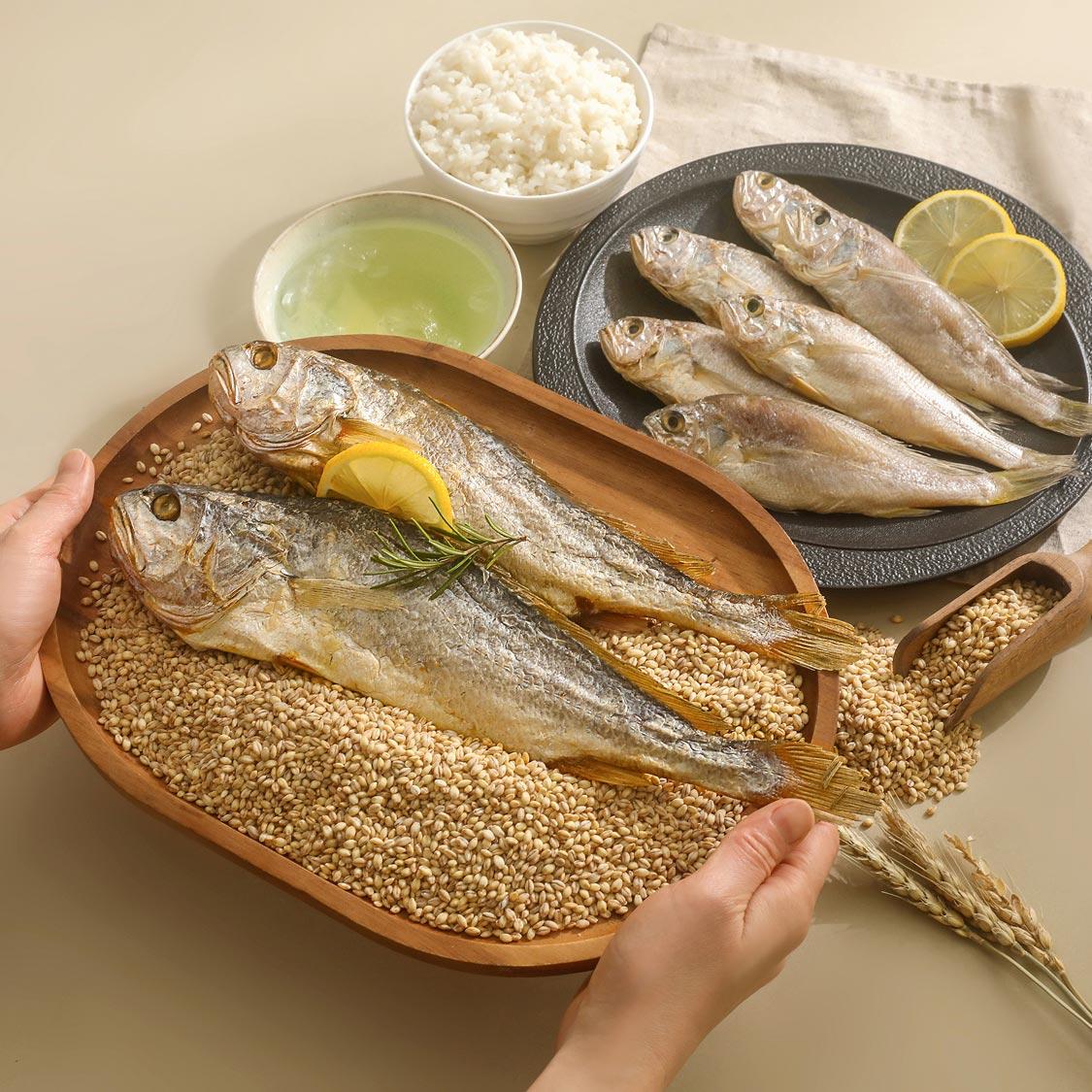 찐보리굴비 2미(28cm내외) + 가정용굴비 6미(70g)