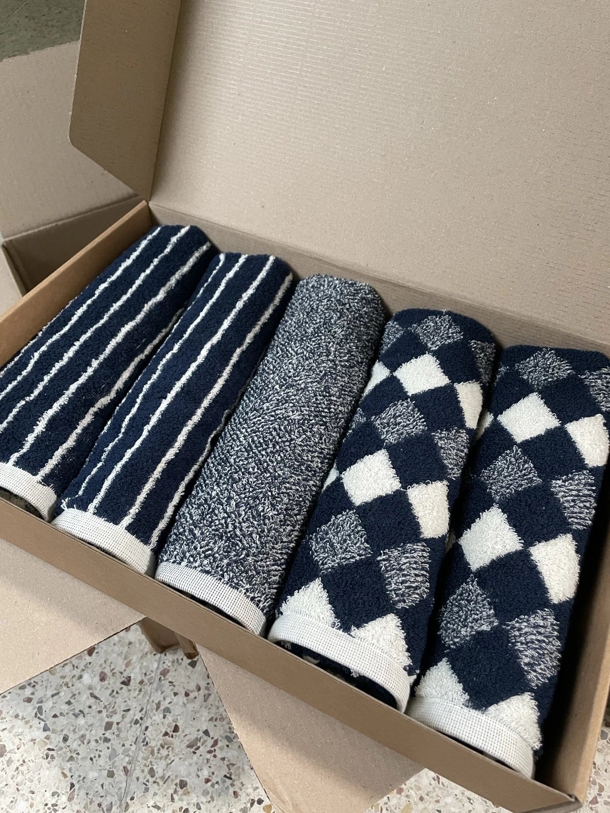 클라우망 60수코마사 선염 호텔수건 × 5장세트(+포장박스)-1