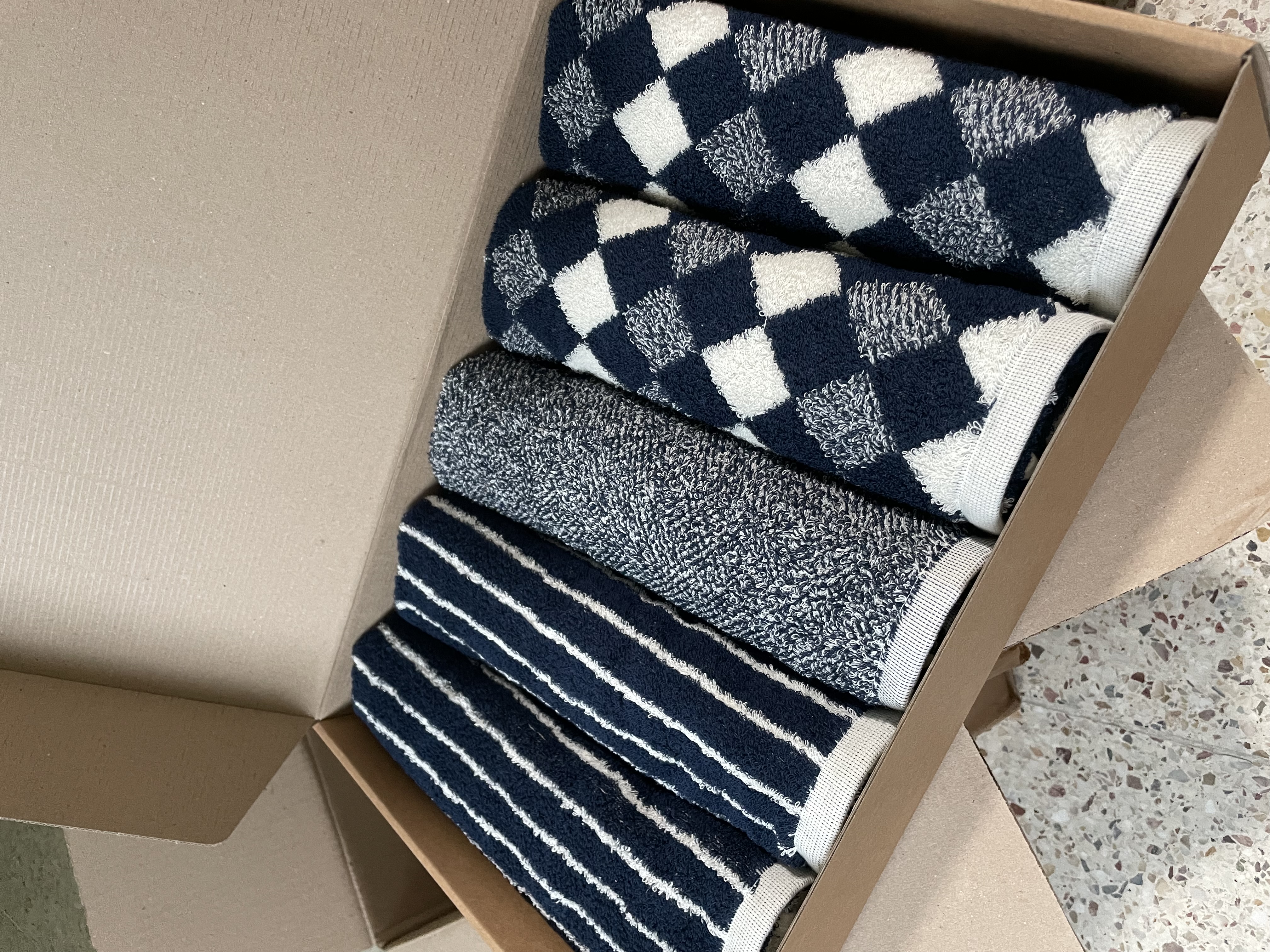 클라우망 60수코마사 선염 호텔수건 × 5장세트(+포장박스)-1