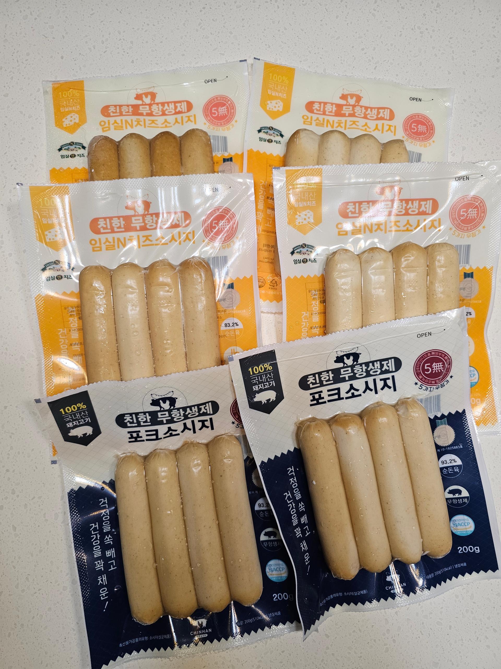 친한 무항생제 임실N치즈(4팩) & 포크(2팩) 소시지 세트