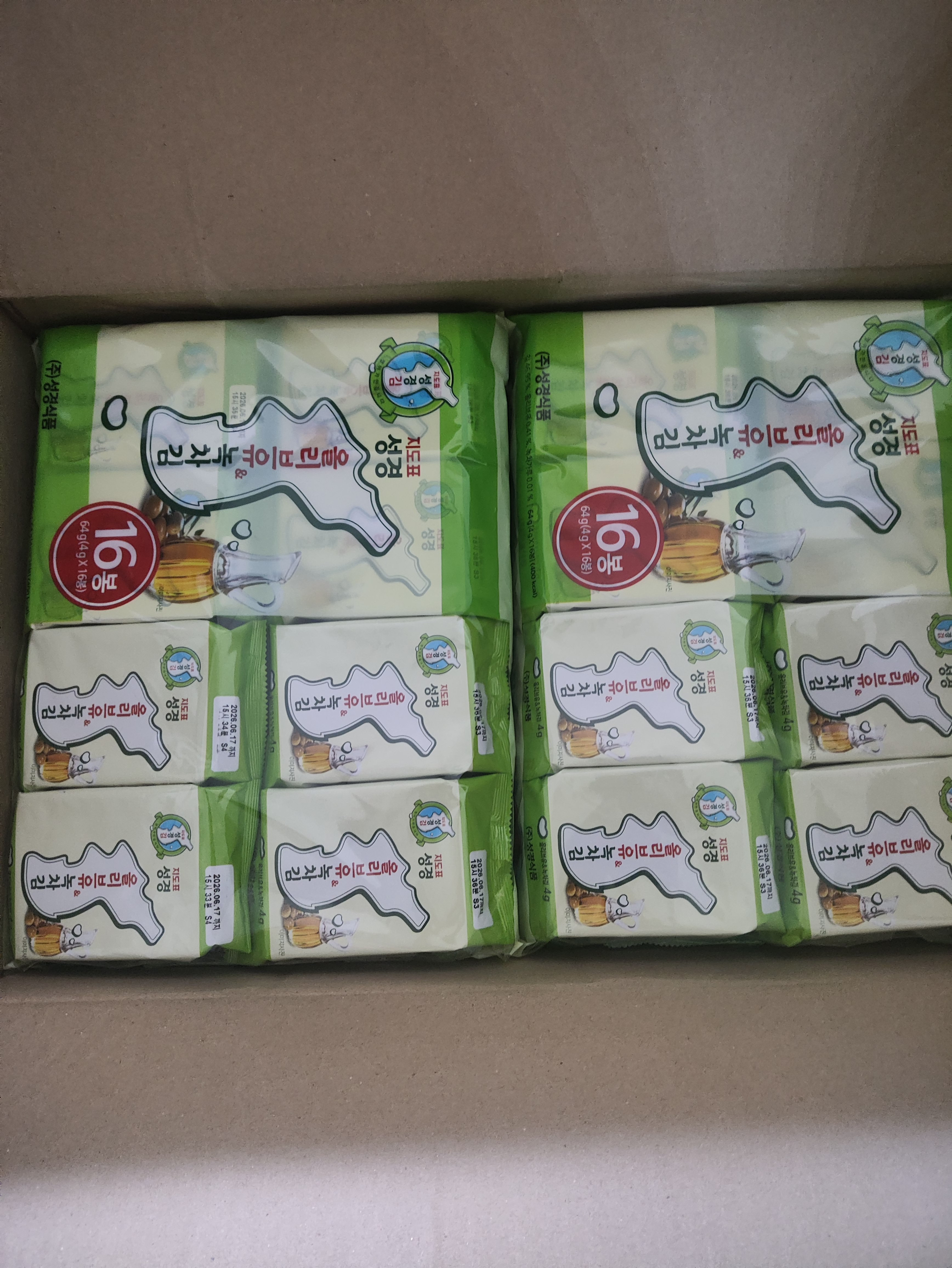 지도표 성경김_올리브&녹차식탁김 4g × 16봉 × 8봉 (128봉/1BOX)-1