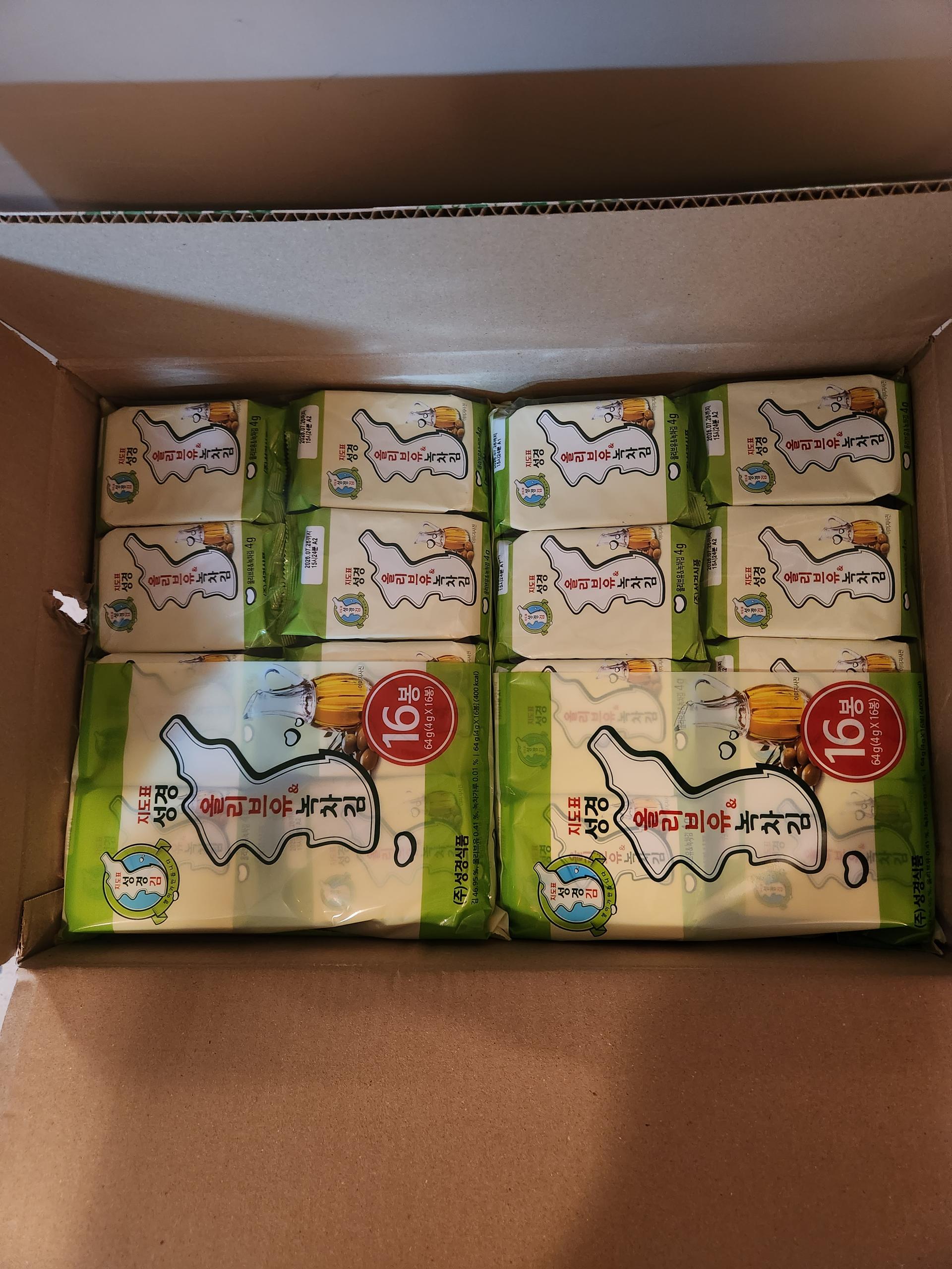 지도표 성경김_올리브&녹차식탁김 4g × 16봉 × 8봉 (128봉/1BOX)