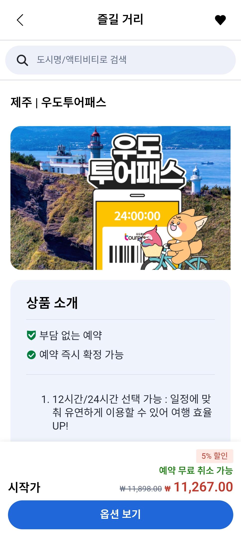 제주여행 자유이용권 제주투어패스 48시간권 * 2인 (모바일 발권)