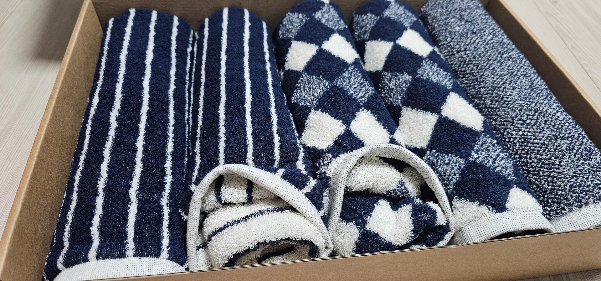 클라우망 60수코마사 선염 호텔수건 × 5장세트(+포장박스)