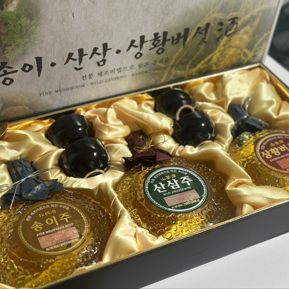 백운주가 전통주 백운명주 30호 선물세트(송이·산삼·상황버섯)