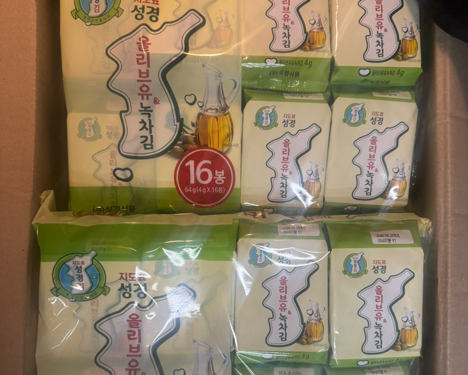 지도표 성경김_올리브&녹차식탁김 4g × 16봉 × 8봉 (128봉/1BOX)