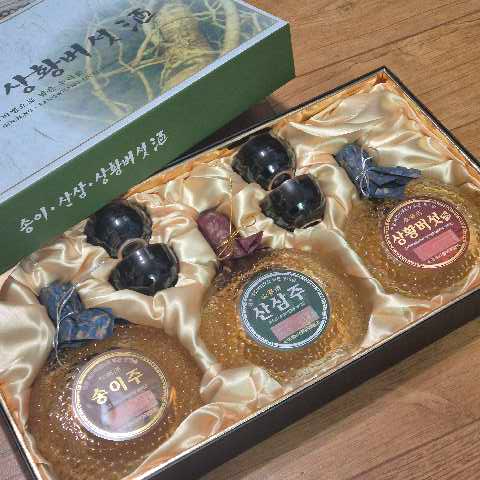 백운주가 전통주 백운명주 30호 선물세트(송이·산삼·상황버섯)