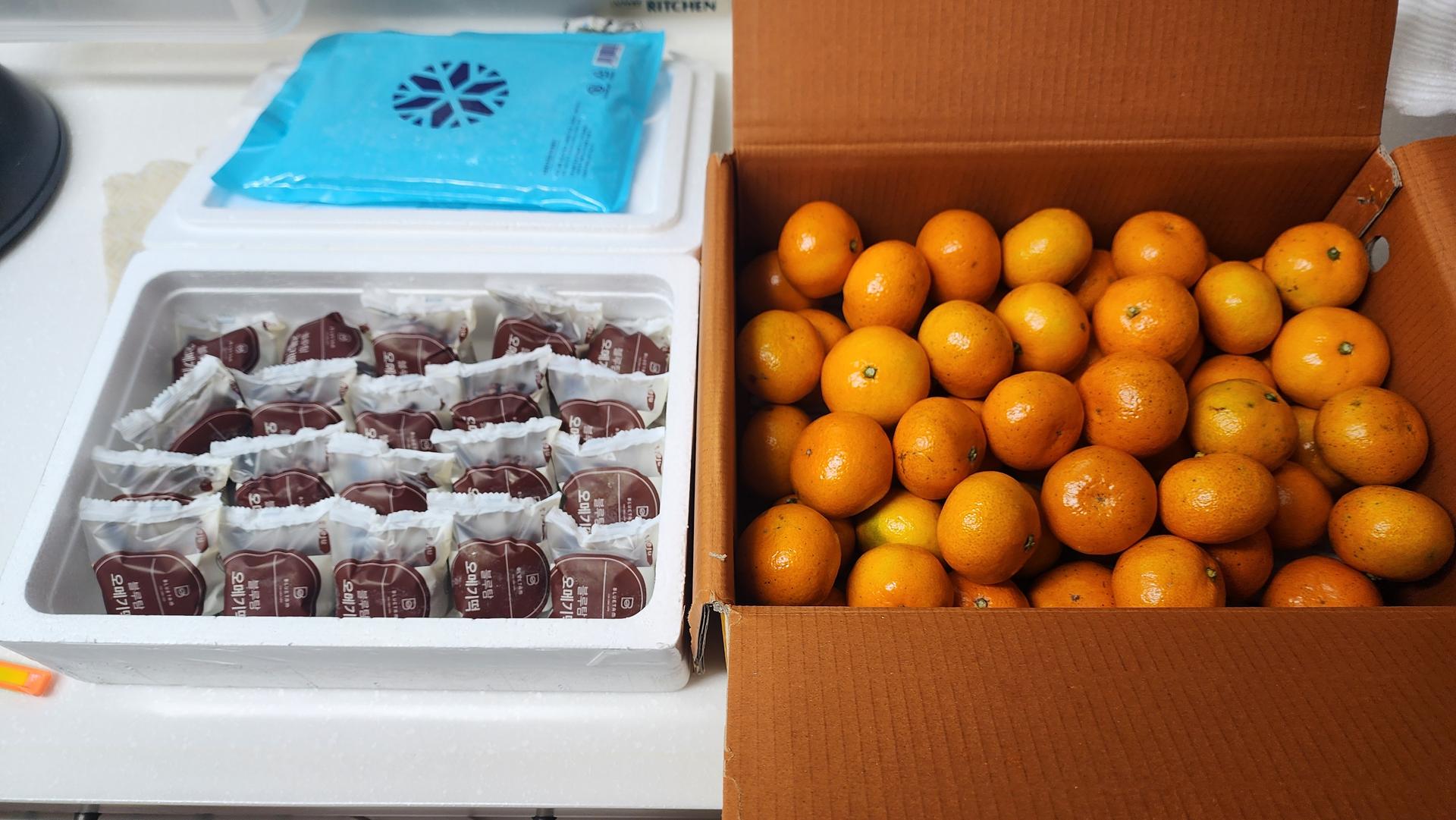 [연말한정! 감귤/오메기떡 개별 발송] 제주감귤 4kg (1박스)+오메기떡 20개 선물세트(택1)