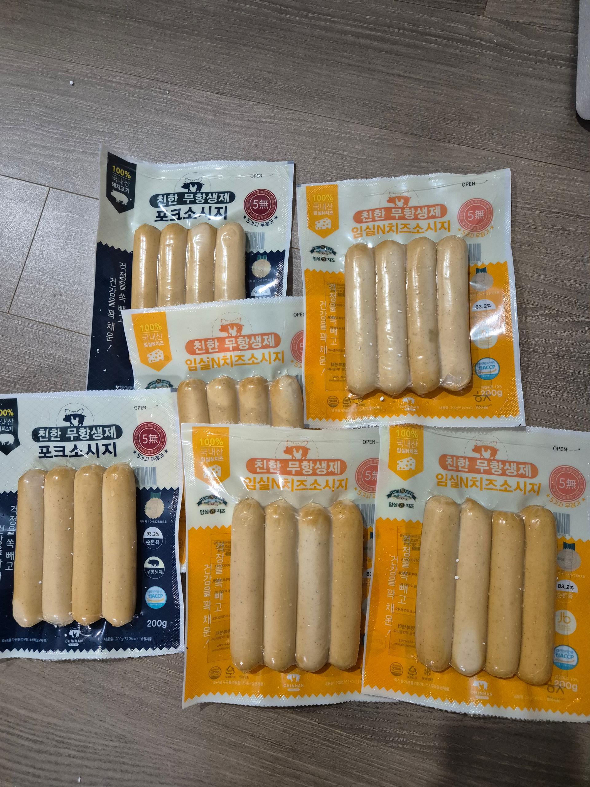 친한 무항생제 임실N치즈(4팩) & 포크(2팩) 소시지 세트