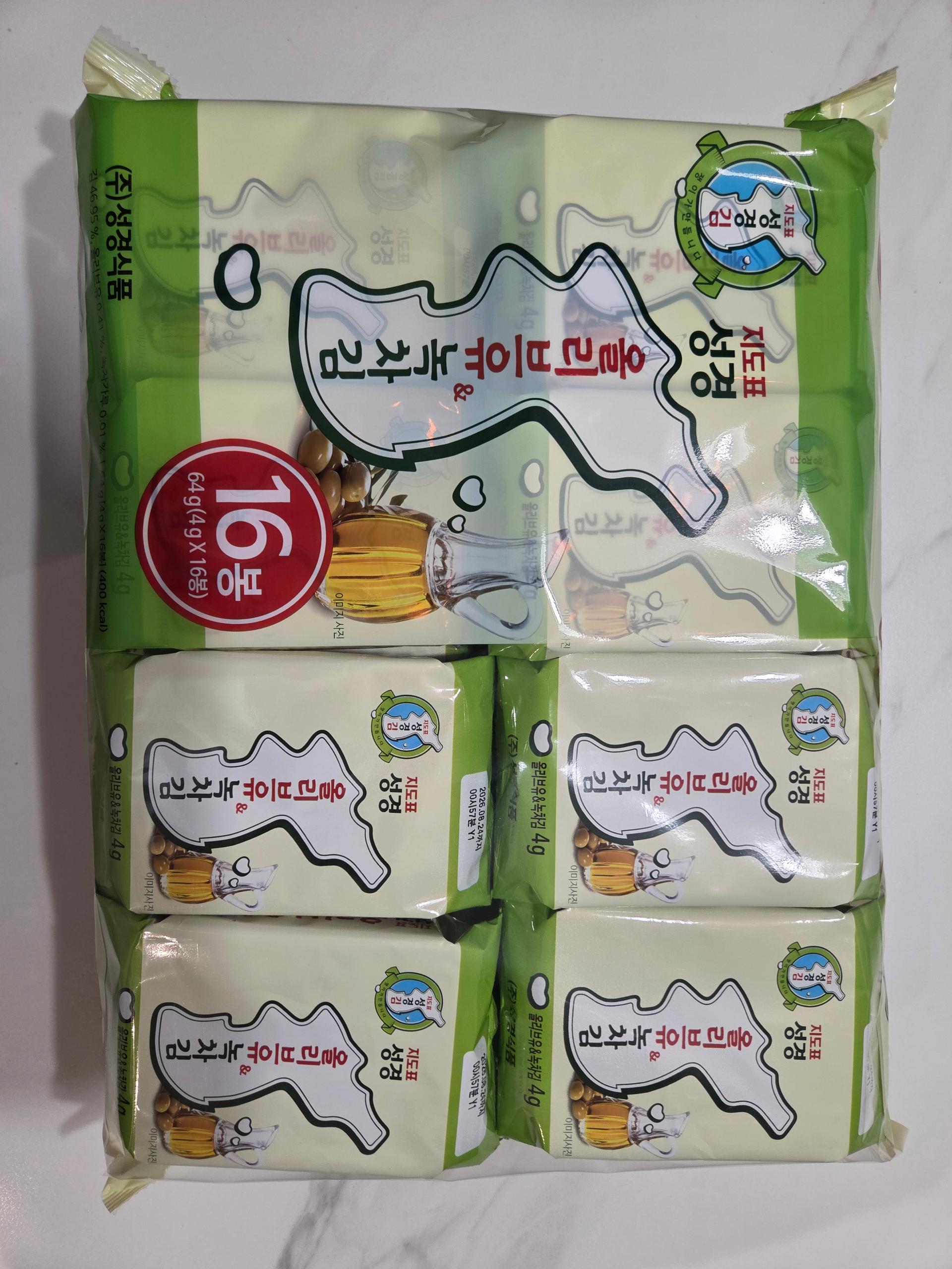 지도표 성경김_올리브&녹차식탁김 4g × 16봉 × 8봉 (128봉/1BOX)
