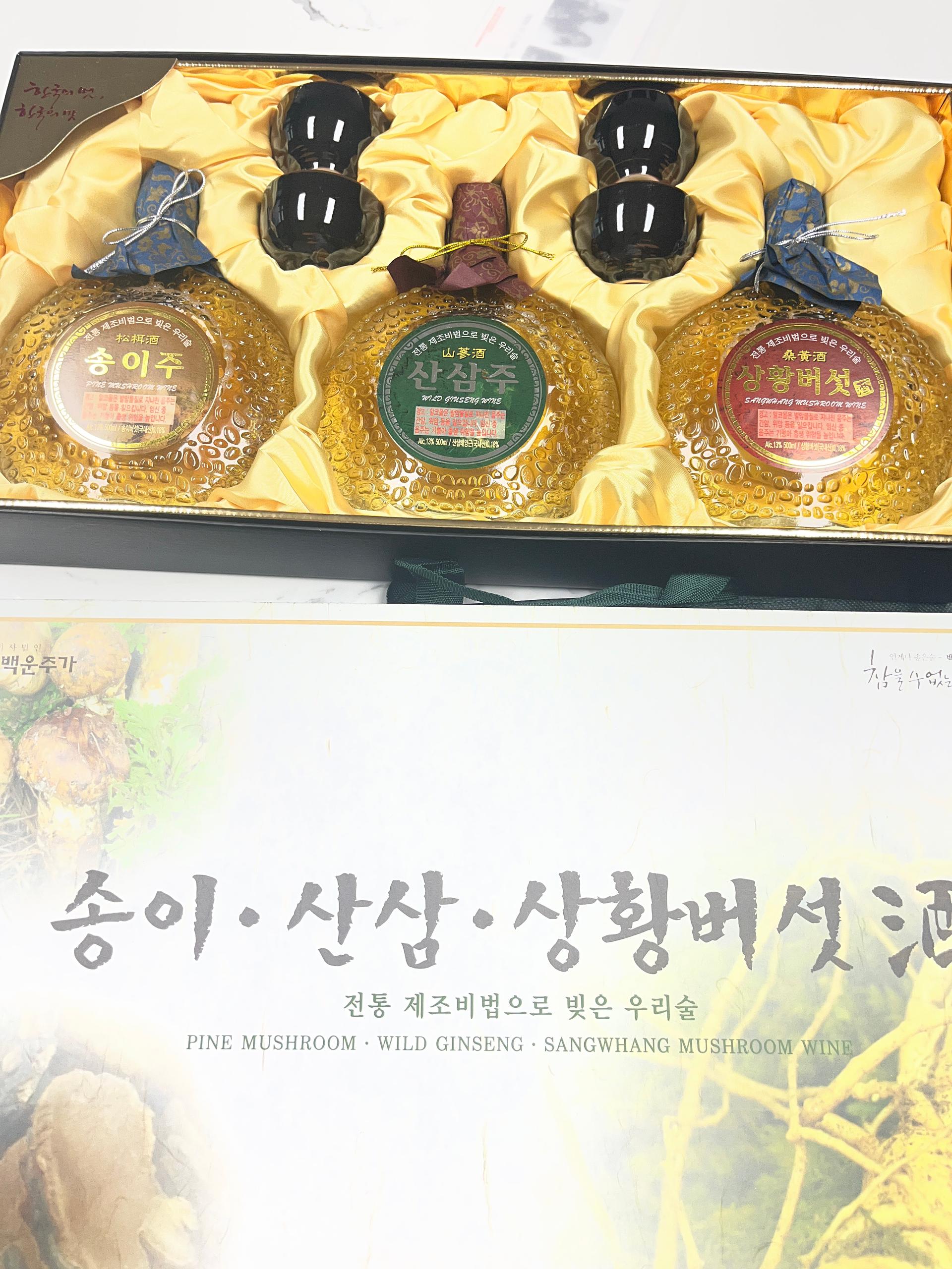 백운주가 전통주 백운명주 30호 선물세트(송이·산삼·상황버섯)