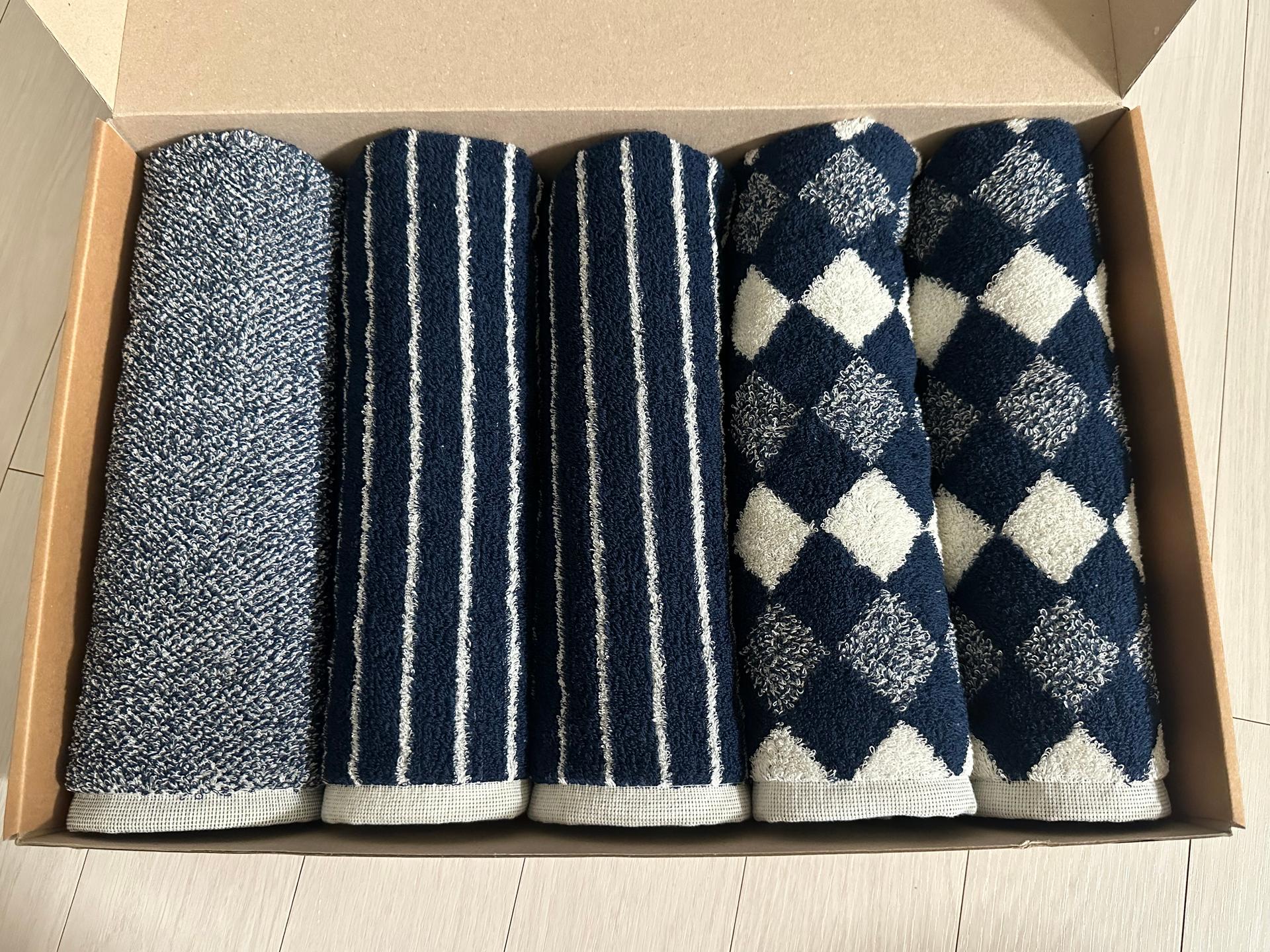 클라우망 60수코마사 선염 호텔수건 × 5장세트(+포장박스)