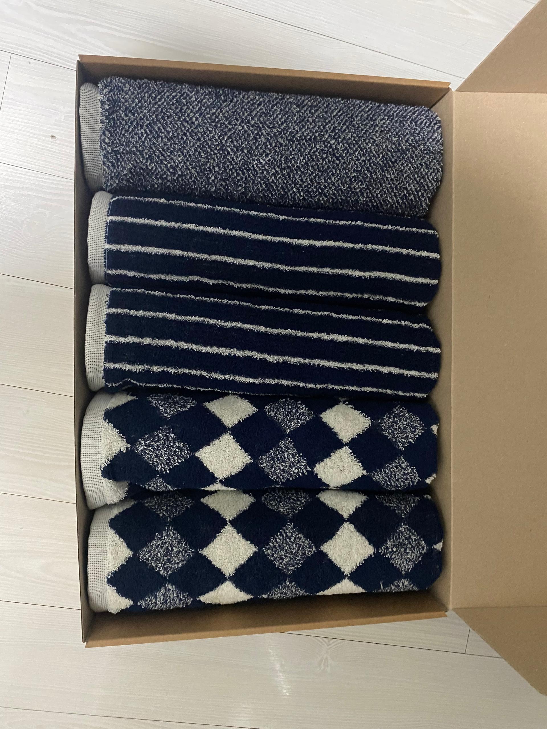 클라우망 60수코마사 선염 호텔수건 × 5장세트(+포장박스)