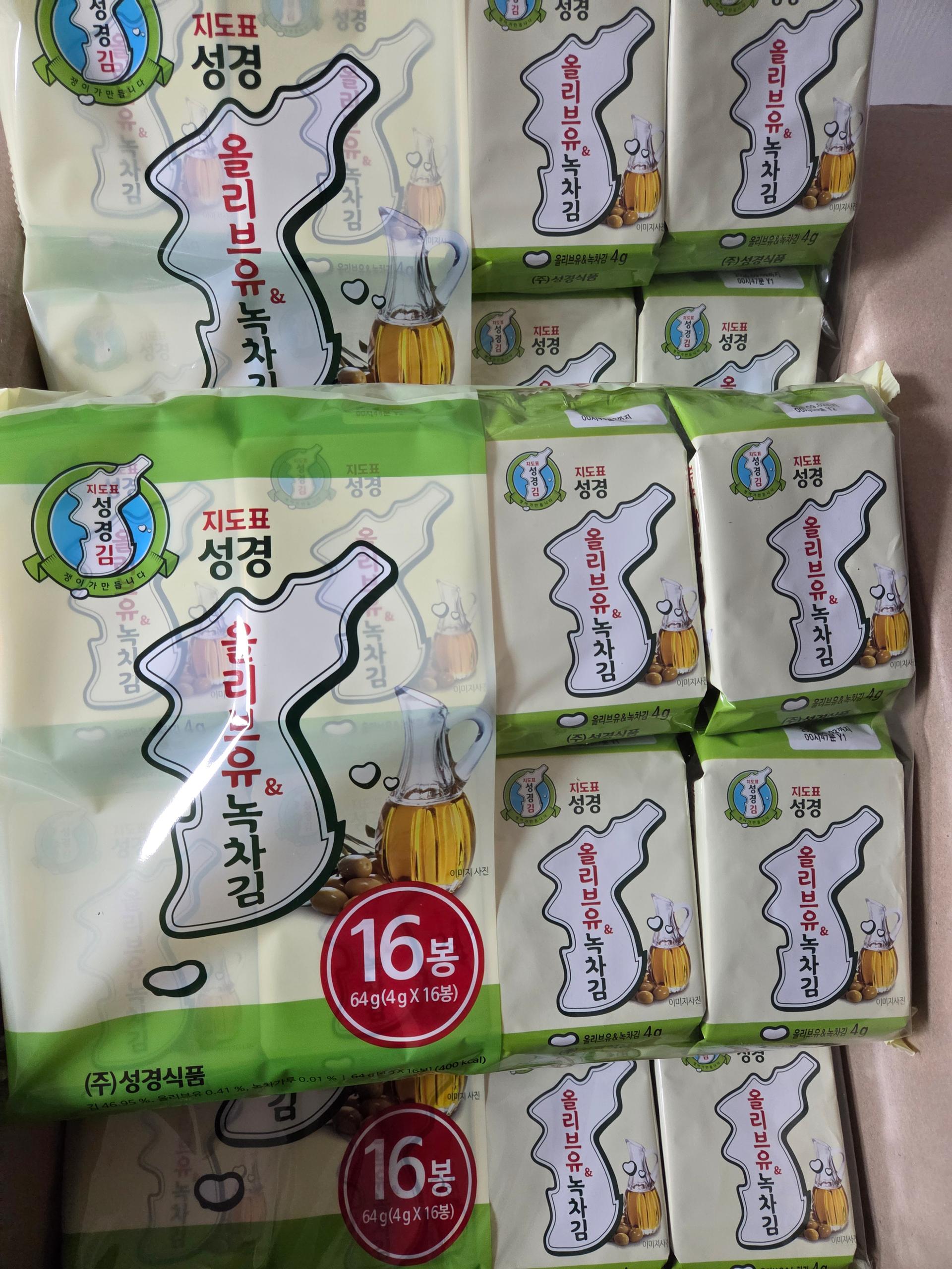 지도표 성경김_올리브&녹차식탁김 4g × 16봉 × 8봉 (128봉/1BOX)