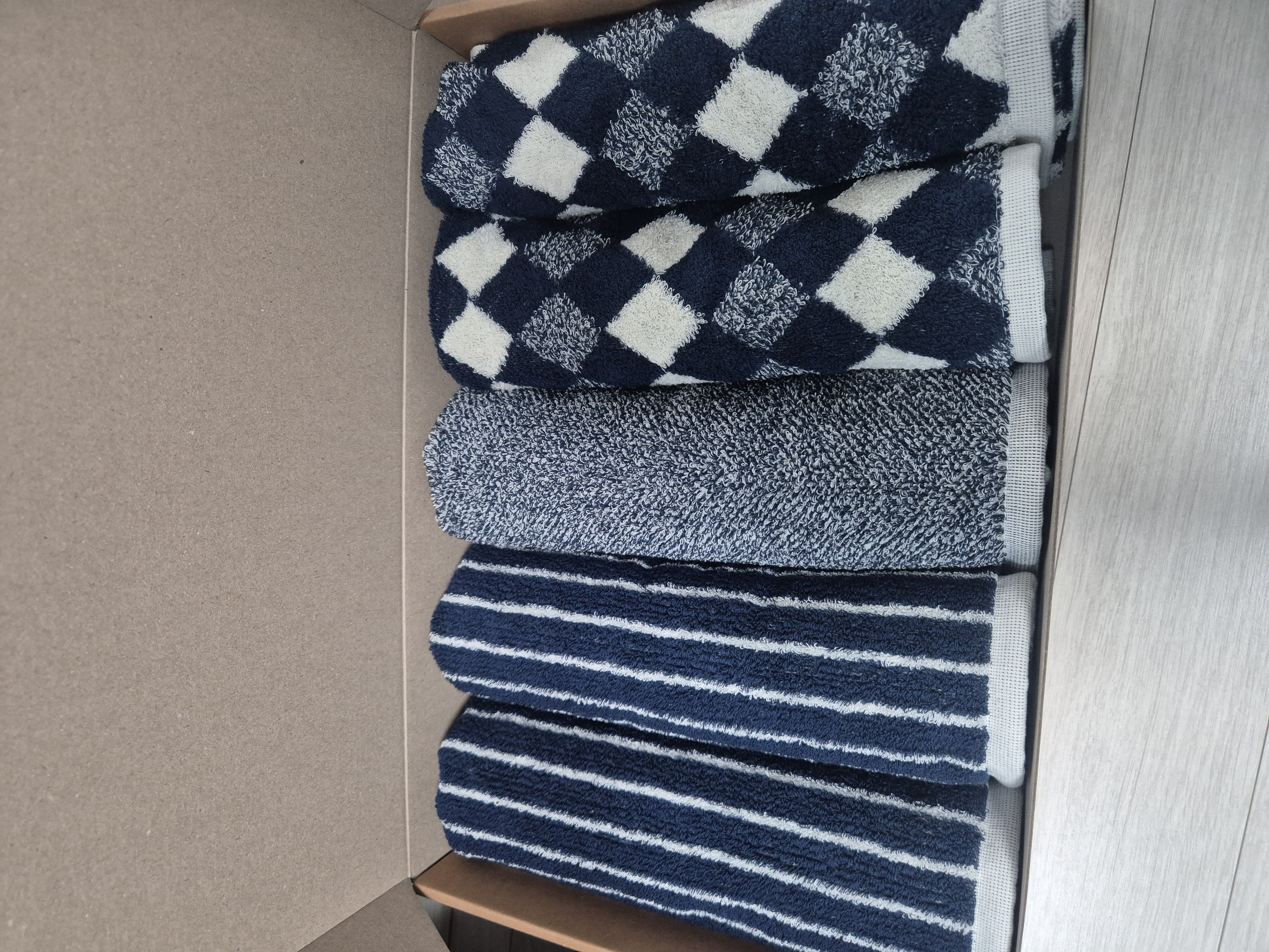 클라우망 60수코마사 선염 호텔수건 × 5장세트(+포장박스)