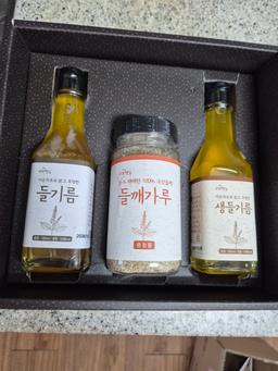 들기름 180ml+생들기름 180ml+들깨가루 120g 3종 선물세트-1