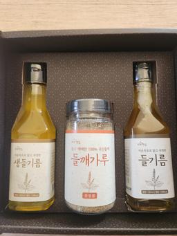 들기름 180ml+생들기름 180ml+들깨가루 120g 3종 선물세트-1