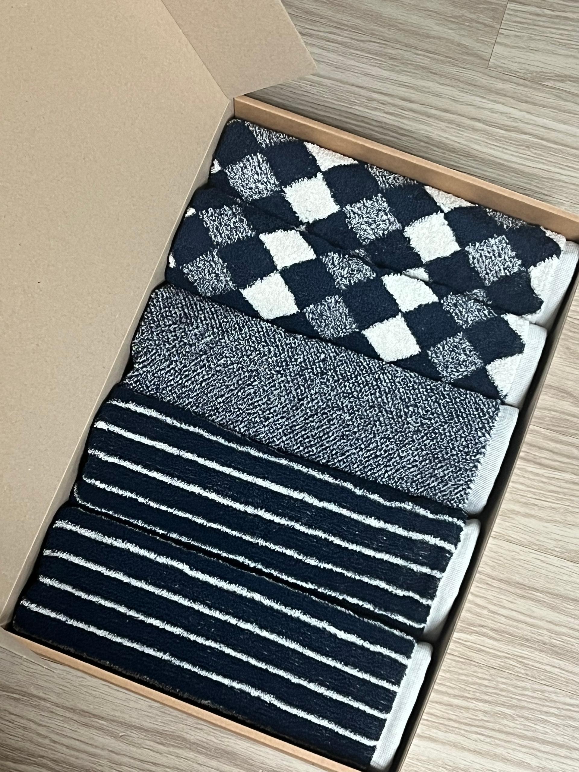 클라우망 60수코마사 선염 호텔수건 × 5장세트(+포장박스)