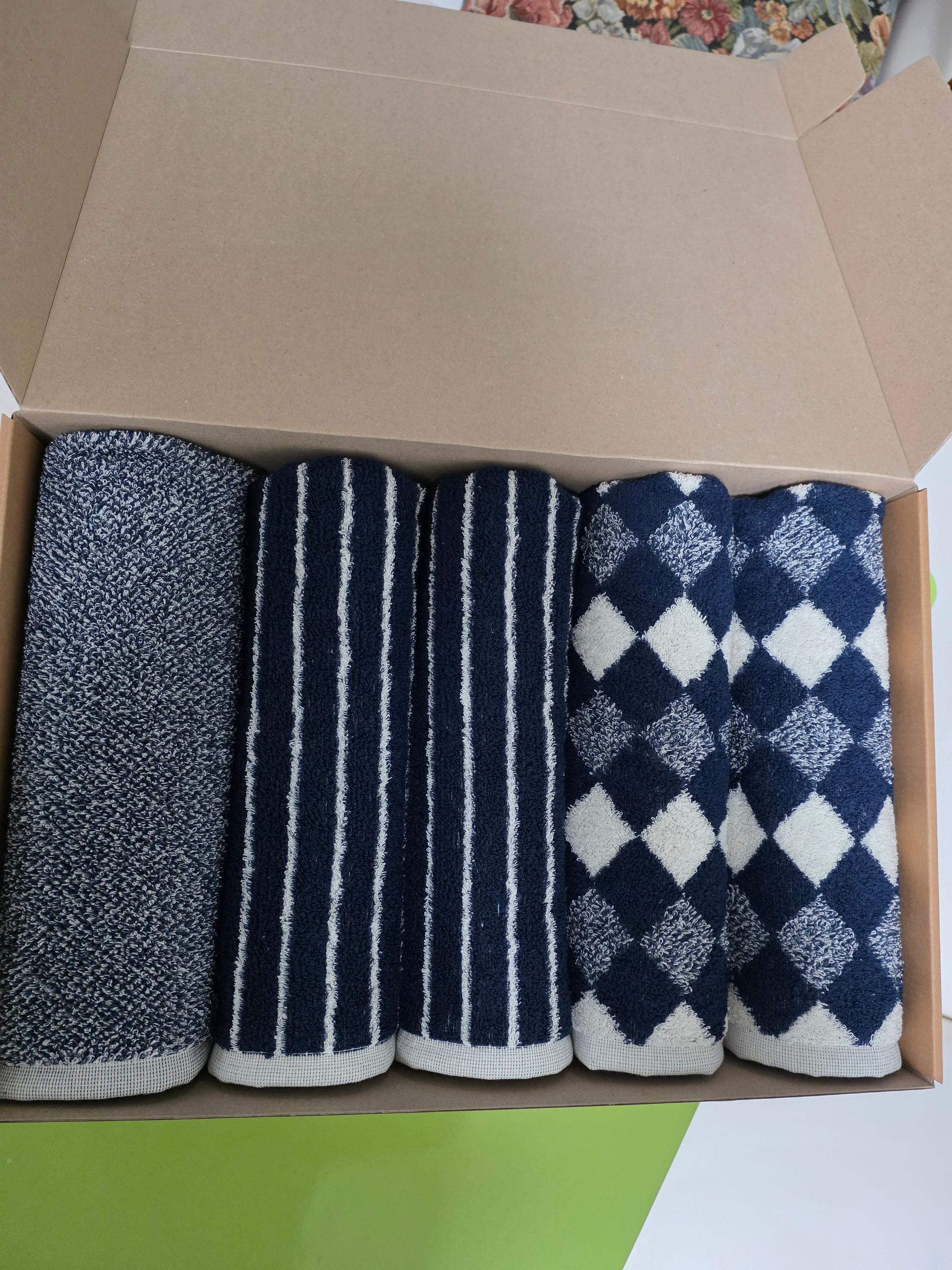 클라우망 60수코마사 선염 호텔수건 × 5장세트(+포장박스)