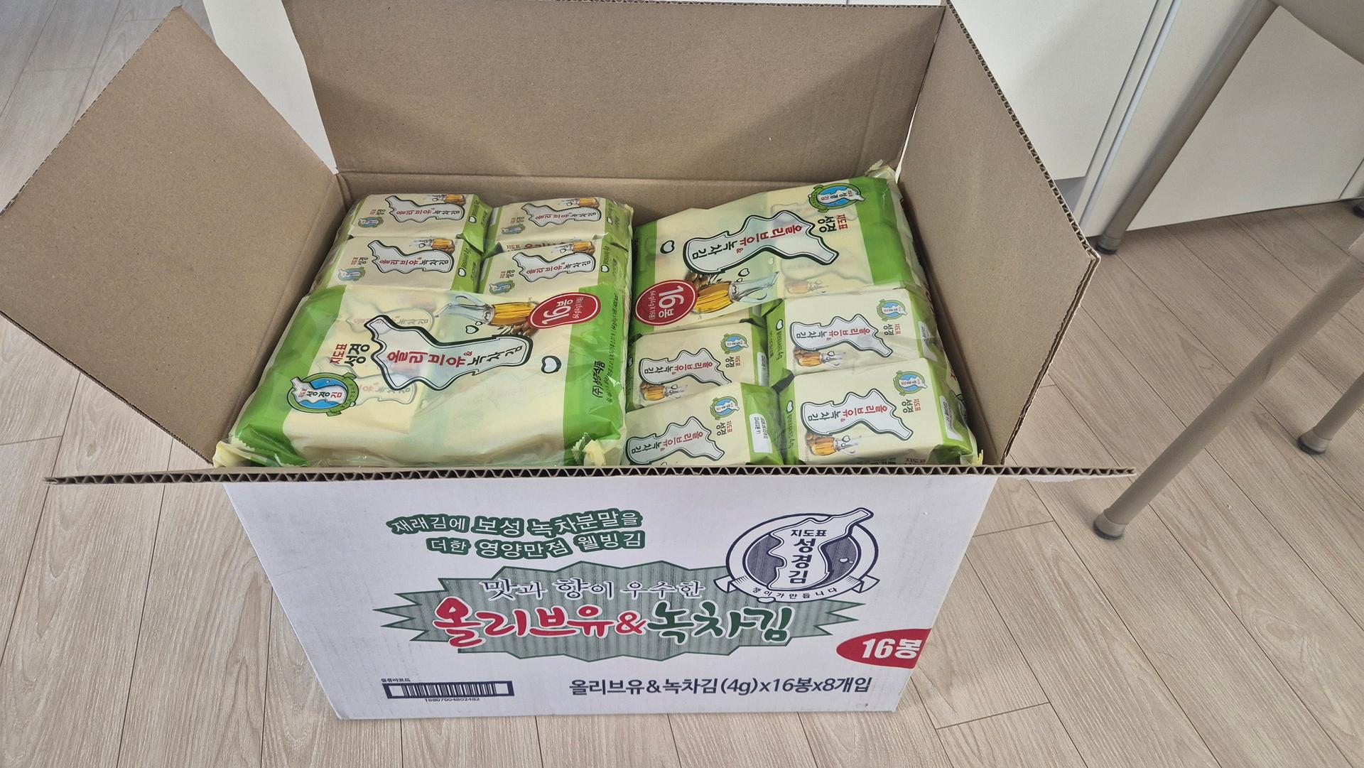 지도표 성경김_올리브&녹차식탁김 4g × 16봉 × 8봉 (128봉/1BOX)