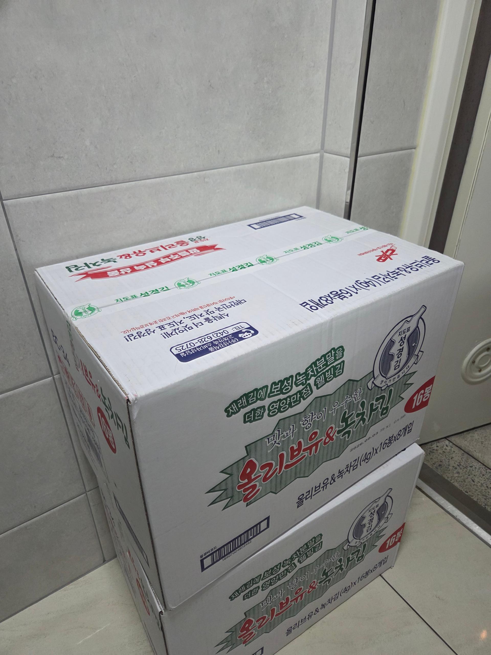 지도표 성경김_올리브&녹차식탁김 4g × 16봉 × 8봉 (128봉/1BOX)