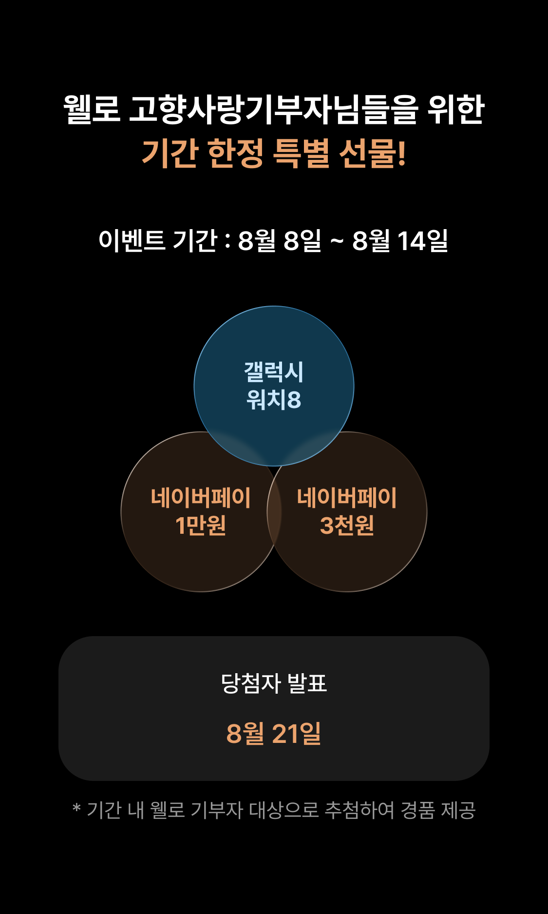 웰로 고향사랑기부자님들을 위한 기간 한정 특별 선물!